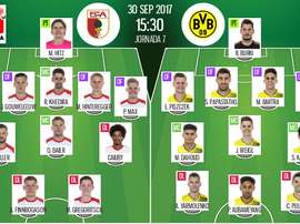 As escalações de Augsburgo e B. Dortmund, para esta jogo da Bundesliga. BeSoccer