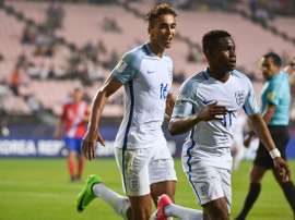 Lookman celebrates for England. AFP