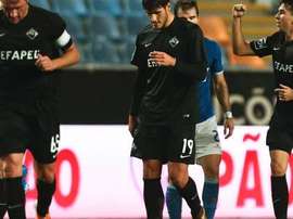 Los futbolistas del Académica festejan uno de los goles anotados al Belenenses. Twitter