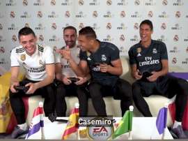 Partida de videogame entre os jogadores do Real Madrid. Twitter/realmadrid
