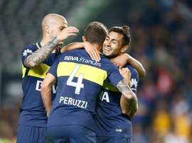 Los jugadores de Boca Juniors celebran un gol durante la pretemporada argentina. BocaJrsOficial