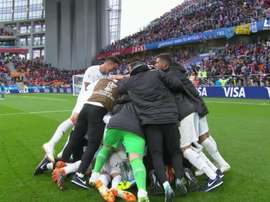 The late winner sent the Uruguay team and fans wild. Screenshot/LRT