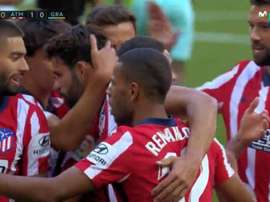 Atlético celebrate their first goal of the season. Screenshot/MovistarLaLiga
