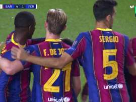 Ousmane Dembélé retrouve le sourire plus d'un an après. Capture/MovistarLigadeCampeones