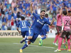Les joueurs de Getafe célèbrent le but de la victoire contre Tenerife. LaLiga