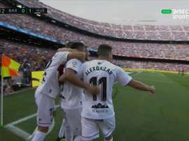 Huesca open the scoring at the Camp Nou. Twitter/DIRECTTVSports