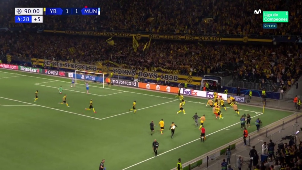 El Young Boys se llevó el triunfo en el 95'. Captura/MovistarLigadeCampeones
