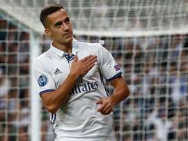 Lucas Vasquez celebrates Real Madrid's fourth goal of the night. RealMadrid