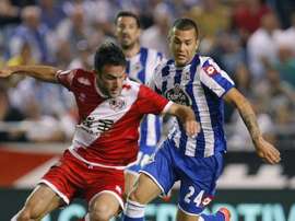 Luis Fariña, en un encuentro con el Dépor que le enfrentaba a su actual equipo, el Rayo. Twitter