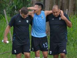 Luis Salces, lesionado durante el entrenamiento. GimnasiadeJujuy
