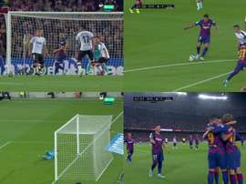 Suárez, le killer total : premier ballon, et but. Capture/Movistar+