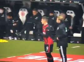 Jovic starts on bench and comes on in 62nd minute. Screenshot/SkySport
