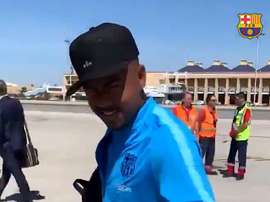 El Barça aterrizó en Sevilla. Captura/FCBarcelona_es