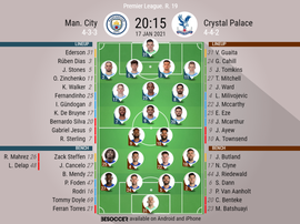 Man City v Crystal Palace. Premier League 2020/21. Matchday 19-official line.ups. BESOCCER