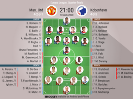 Man Utd v Copenhagen, Europa League 2019/20, 10/8/2020, quarter-final - Official line-ups. BESOCCER