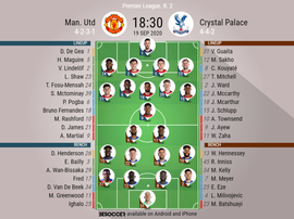 Man Utd v C Palace, Premier League 2020/21, 19/9/2020, matchday 2 - Official line-ups. BESOCCER