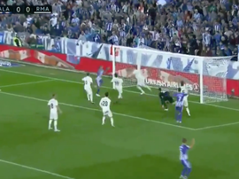 García reacted quickest to nod home the loose ball. Screenshot