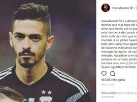 Emotiva carta de agradecimiento. Instagram/ManuelLanzini