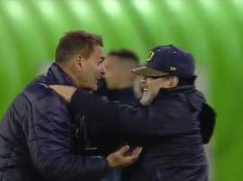 Maradona celebró el pase de Dorados. Captura/ESPN
