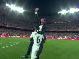 Marcelino conquistou o seu primeiro título ao ganhar a Copa do Rei. Captura/RTVE