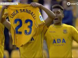 Marco Sangalli dedicated the goal to his brother, Luca. Screenshot/Liga123TV
