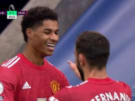 Rashford and Bruno Fernandes combined for Man Utd. Screenshot/DAZN