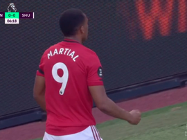 Anthony Martial ouvre le score contre Sheffield. Capture/DAZN