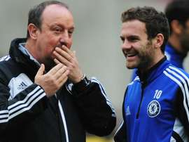Mata with Benitez during his time at Chelsea. Twitter