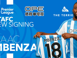 Mbenza joins from Montpellier. Twitter/htafcdotcom