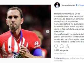 Hommage de Torres à Godín. Instagram/Torres