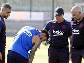 Messi se lesiona em seu primeiro treino. FCBarcelona