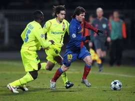 Messi face à Lyon le 4 février 2009. AFP