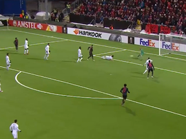Mesut Ozil fired home to make it 3-0 to the Gunners. Twitter