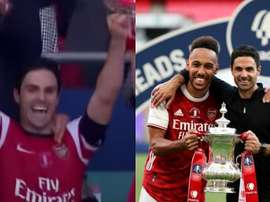 Arteta fue campeón en el campo y en el banquillo. Captura/Youtube/TheEmiratesFACup/AFP
