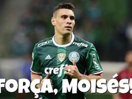 Moisés sofreu uma grave fratura no joelho esquerdo no confronto contra o Linense. Twitter/Moises