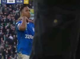 Le geste de Morelos lors de la finale du 'clasico' écossais. Capture/Astv
