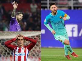 Montage de Sergio Ramos, Leo Messi et Griezmann. BeSoccer