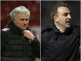 Mourinho e Carvalhal estarão hoje frente a frente. AFP/BeSoccer