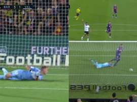 Grosse erreur de Cillessen et Piqué marque le troisième but. Capture/Movistar