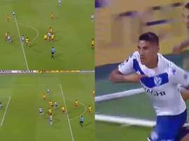 Centurión le dio la victoria a Vélez. Capturas/CONMEBOL