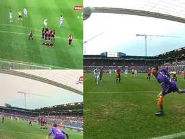Le magnifique coup franc d'Odegaard pour tromper Sergio Herrera. Capture/GOL