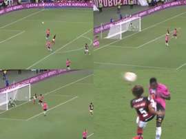 De la pillería de Gabigol a patada karateca de Willian Arao en cuatro minutos. Capturas/DAZN