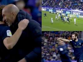 Nacho s'envole dans le ciel de Valladolid pour sauver le Real Madrid. Capture/Movistar
