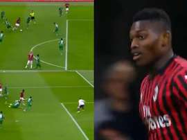 Rafael Leao puso la nota positiva y se estrenó con un golazo. Capturas/beINSports
