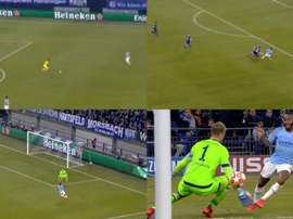 Ederson deu a assistência a Sterling. Capturas/Movistar+