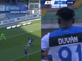 Zapata put Atalanta in front at Verona. Capturas/Movistar