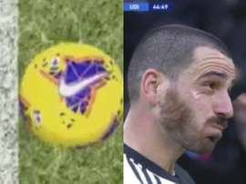 Bonucci marque le troisième pour la Juve, de très peu. Montage/MovistarLigadeCampeones