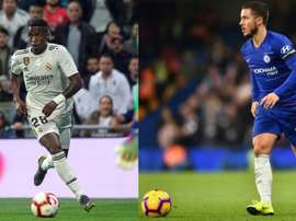 Hazard and Vinicius might be battling it out for the lleft hand side next season. EFE/AFP