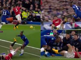 Le coup de Maguire à Batshuayi que la VAR n'a pas sanctionné. Capture/DAZN
