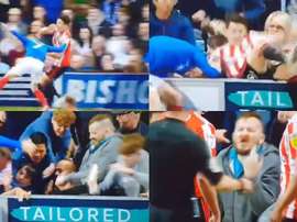 A Portsmouth fan kicked a Sunderland player at Fratton Park. Capturas/SkySports